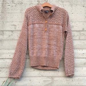 Burgundy half button sweater